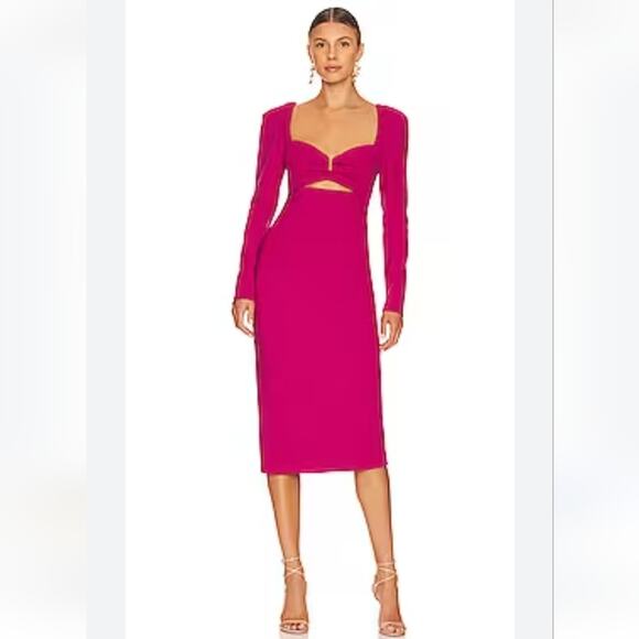 Elliatt Pink Orchid Scarlette Bodycon Long Sleeve Midi Dress NWOT Size X-Small - Picture 1 of 9